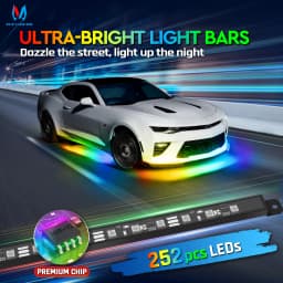N8 Car Underglow Light Bar Kit, RGB+IC LED, Exterior Underbody Multicolor Neon Light Strip, Wireless App & Remote Control