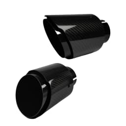 1 Pcs Universal Car Carbon Fibre Tail Throat Stainless Steel Bright Black Twill Glossy Muffler Exhaust Nozzle Tip