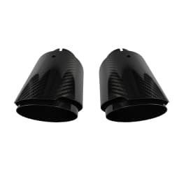 1 Pcs Universal Car Carbon Fibre Tail Throat Stainless Steel Bright Black Twill Glossy Muffler Exhaust Nozzle Tip