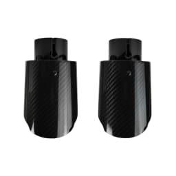 1 Pcs Universal Car Carbon Fibre Tail Throat Stainless Steel Bright Black Twill Glossy Muffler Exhaust Nozzle Tip