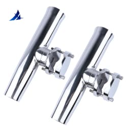 (2X) Tournament Style Clamp on Boat Fishing Rod Holder Stainless Steel Adjustable Fit for 1-1/4' to 2' Fishing Tackle Tube