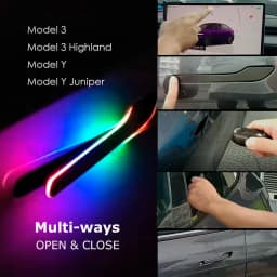 SATONIC Wireless Auto Self-presenting Door Handles For Tesla Model Y 3 Highland 2026 Juniper Rainbow LED OTA Waterproof IPX6