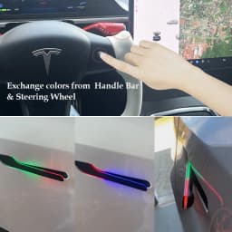 SATONIC Wireless Auto Self-presenting Door Handles For Tesla Model Y 3 Highland 2026 Juniper Rainbow LED OTA Waterproof IPX6