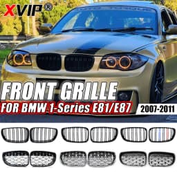 For BMW E81 E87 E82 E88 128I 130I 135I Car Front Bumper Kidney Grille Racing Grills Grilles Gloss Black Dual Slats Grill 07-11