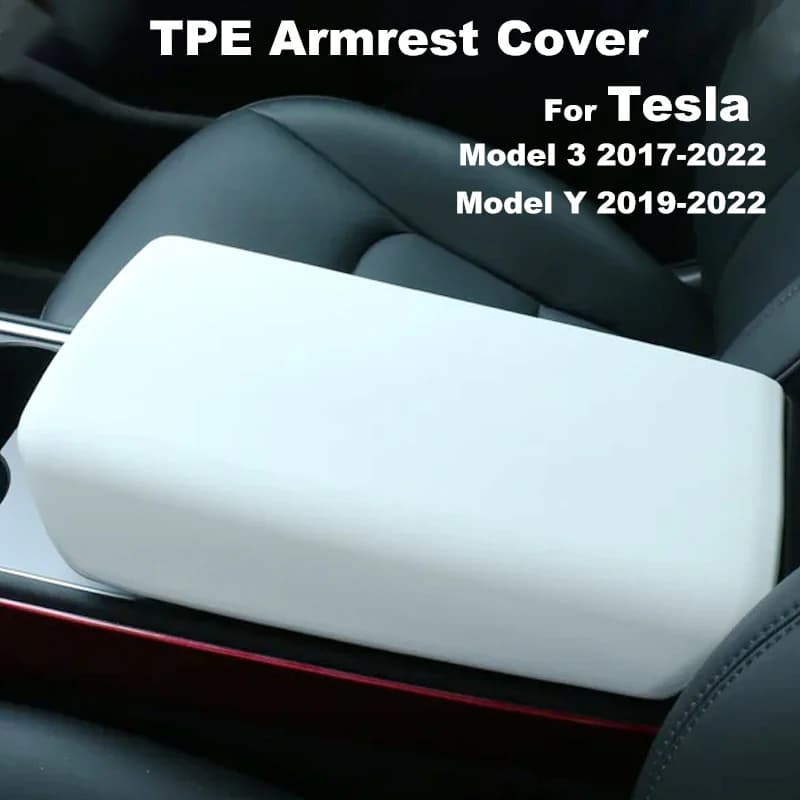 Car Center Console Armrest Pad For Tesla Model 3 Y 2017-2024 TPE Soft Case Lid Auto Central Armrest Box Cover Accessories