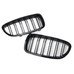 Glossy Black Front Kidney Double Slat Grill Grille For BMW 5 Series F10 F11 F18 2010-2017 Dual Line Racing Grills