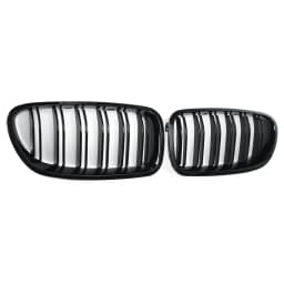Glossy Black Front Kidney Double Slat Grill Grille For BMW 5 Series F10 F11 F18 2010-2017 Dual Line Racing Grills