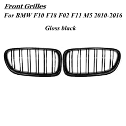 Glossy Black Front Kidney Double Slat Grill Grille For BMW 5 Series F10 F11 F18 2010-2017 Dual Line Racing Grills