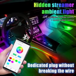 18-in-1 128 Colorful RGB Symphony Car Ambient Interior LED Universal Multiple Modes Decoration Atmosphere Lights App Control