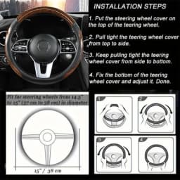 Peach Wood Grain Car Steering Wheel Cover Non-slip Four Seasons General Motors Handle Cover Fits 14.5-15" Steering Wheels