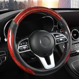 Peach Wood Grain Car Steering Wheel Cover Non-slip Four Seasons General Motors Handle Cover Fits 14.5-15" Steering Wheels