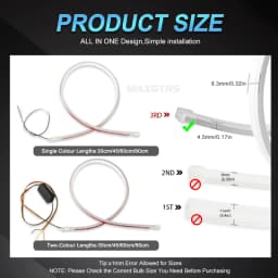 2x Ultrafine DRL 30 45 60cm Daytime Running Light Universial Flexible Soft Tube Guide Car LED Strip White Red Blue Yellow Light