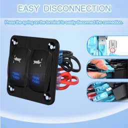 Trim Tabs Switch Panel (ON)-Off-(ON) Momentary Rocker Switch Panel for Marine Boat Console 12V/20A 24V/10A Waterproof IP68