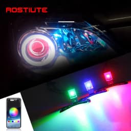 2 in 1 RGB Car Demon Eye Headlights with App Control  Devil Eyes Halo Rings 2.5 3.0 Inch Projector Lens Retrofit Car Accessories