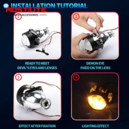 2 in 1 RGB Car Demon Eye Headlights with App Control  Devil Eyes Halo Rings 2.5 3.0 Inch Projector Lens Retrofit Car Accessories