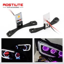 2 in 1 RGB Car Demon Eye Headlights with App Control  Devil Eyes Halo Rings 2.5 3.0 Inch Projector Lens Retrofit Car Accessories