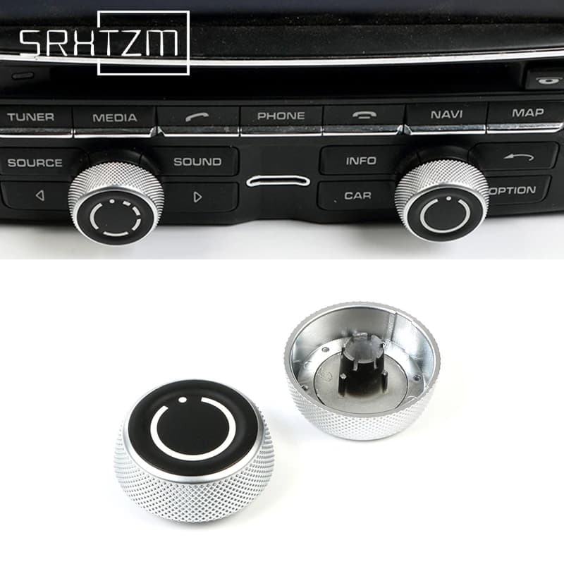 Audio Volume Radio Knob Cover CD Multi-Media Control Switch Button For Porsche Cayenne Panamera Macan 911