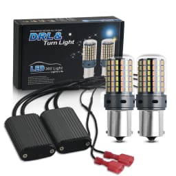 2PCS 1156 BA15S P21W BAU15S PY21W Canbus No Error LED Lights 7440 W21W T20 Car DRL Turn Signal Dual Mode Switchback Dual Color