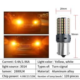 2PCS 1156 BA15S P21W BAU15S PY21W Canbus No Error LED Lights 7440 W21W T20 Car DRL Turn Signal Dual Mode Switchback Dual Color