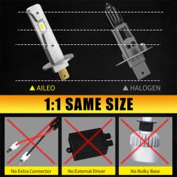 AILEO 2Pcs 200W 10000LM H1 LED Lights 6000K Headlight Bulb Mini Size Design Wireless For Car Lamp CSP 7035 Chip White Plug&Play