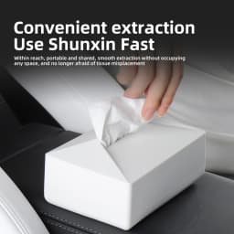 LUCKEASY Car Tissue Box For Tesla Model Y 3 X S Seat Back Hanging Silicone Tissue Holder Box With Fix Strap Interior Accessories