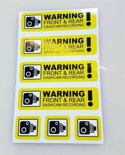 Pack of 7 ash Cam Recording Stickers CCTV In Car Video Camera Decal Sticker PRINTED