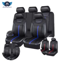 AUTOKING PU Leather And Mesh Cloth Universal Car Seat Cover Set Car Accessories Unisex Fit Most CAR SUV Van Truck Seat Cushion