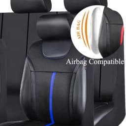 AUTOKING PU Leather And Mesh Cloth Universal Car Seat Cover Set Car Accessories Unisex Fit Most CAR SUV Van Truck Seat Cushion
