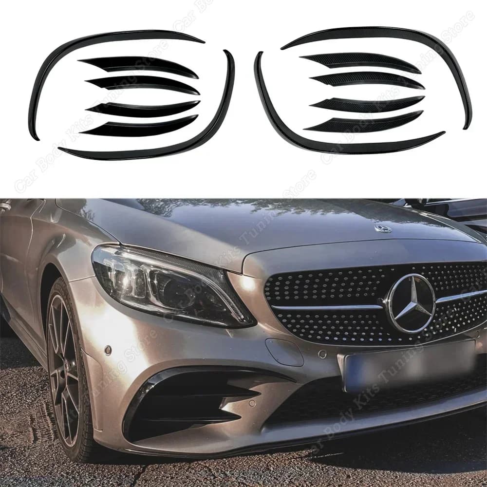 For Mercedes C Class Front Bumper Spoiler Splitter Air Intake Grille Trim Cover W205 S205 A205 C205 C200 C220d C300 2018-2021
