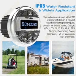GRANDnavi Bluetooth Marine Stereo Boat Radio Waterproof FM AM Digital Media Audio Player For Yacht Gauge ATV UTV Cart Motorcycle