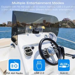 GRANDnavi Bluetooth Marine Stereo Boat Radio Waterproof FM AM Digital Media Audio Player For Yacht Gauge ATV UTV Cart Motorcycle