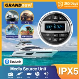 GRANDnavi Bluetooth Marine Stereo Boat Radio Waterproof FM AM Digital Media Audio Player For Yacht Gauge ATV UTV Cart Motorcycle