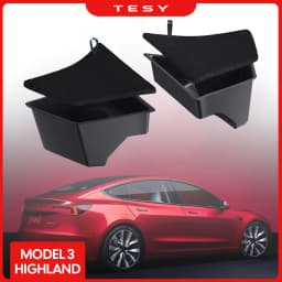 Rear Trunk Left Side Storage Box with Cover Tail Boot Organizer Partition Decoration Accessories For 2024 Tesla Model 3 Highland