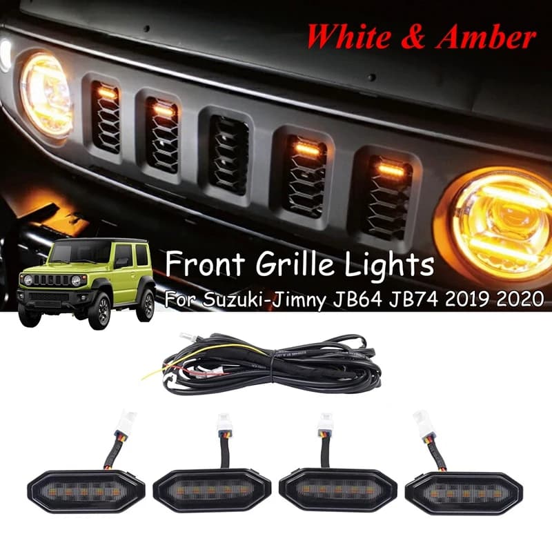 LED Front Grille Lights White Amber Light External Grille Lamps For Suzuki Jimny JB64 JB74 2019 2020 2021