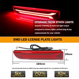 2x For Mitsubishi Lancer Evo X Outlander Red Reflector Rear Back Tail LED Bumper Brake Stop Running Light Fog Lights Turn Light