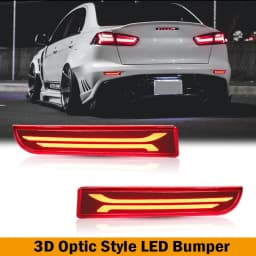 2x For Mitsubishi Lancer Evo X Outlander Red Reflector Rear Back Tail LED Bumper Brake Stop Running Light Fog Lights Turn Light