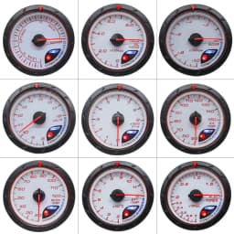 60mm Auto Car Meter Boost Water Temp Oil Temperature Pressure Tachometer Volt Air Fuel Exhaust GAS RPM White Face Gauge