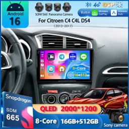 Android 16 Carplay DSP WIF+4G Car Radio GPS Multimedia Player For Citroen C4 C4L DS4 2013 2014 2015 2016 2017 Stereo 360 Camera