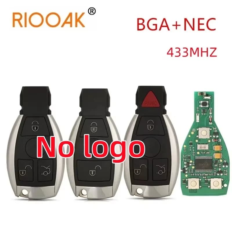 1PCS No logo 2/3/4 Buttons Remote Smart Car Key 433MHz BGA Style for MB Mercedes BENZ C E S Supports Original NEC BGA F