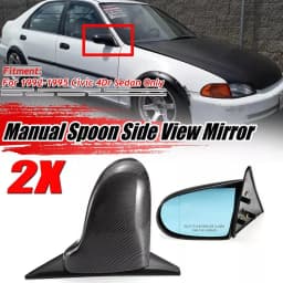 2x Spoon Style Side Door Wing Mirror Manual Adjustable Carbon Rearview Mirror For Honda Civic EG Sedan 1992-1995 4 Door