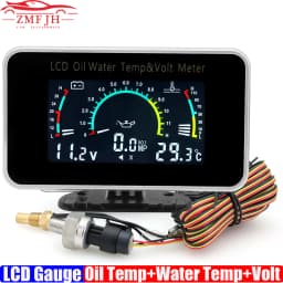 3 IN 1 LCD Gauge Mulitifunctional Oil Temperature+Water Temperature+Voltmeter with Sensor 1/8NPT for Truck 12V24V
