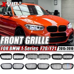 XVIP Front Bumper Kidney Grille Racing Grills For BMW 1 Series F20 F21 2015-2019 Replacement Double Slat Gloss Black Grilles