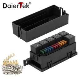 DaierTek 12V Auto 11 Way Fuse Relay Box Block With 5 Pin Relay and Fuses For Automotive Car Marine Truck Trailer Boat