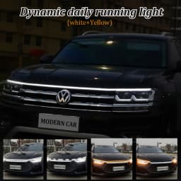 Yellow White Dynamic LED Daytime Running Light Strip For Car Universal Auto Headlight Strips Scan Car Hood Decorative Light 12V