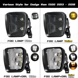 LED Fog Lamp Daytime Running Lights For Dodge Ram 1500 2013 2014 2015 2016 2017 2018 DRL Turn Signal White Yellow Car Accessoies