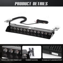 12 LED Car Strobe Light Flash Warning Signal Beacon Traffic Fireman Bright Windshield Trailer Vehicle Indicators Waterproof 12V