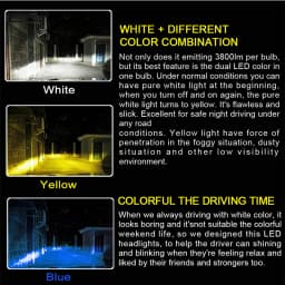 4Colors Strobe 60W Bulb Car Headlight H4 H7 LED Car Headlight Lamp Car Flashing Fog Light H8 H9 H11 9005 9006 LED Foglight Bulb