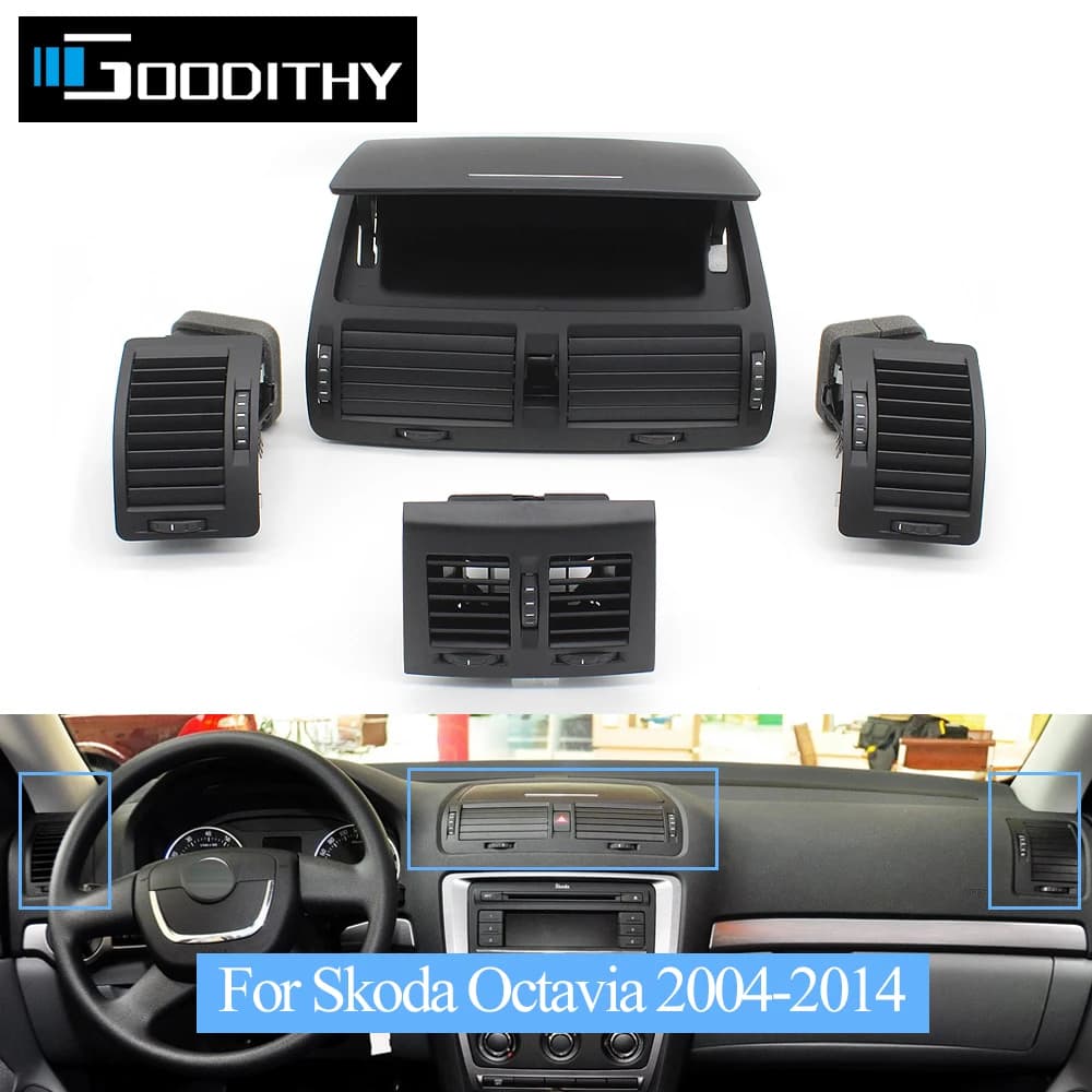Front Rear Dashboard Air Conditioner AC Vent Grille Assembly For Skoda Octavia 2 A5 MK2 RS 2004-2014 1Z0820951B 1ZD819203