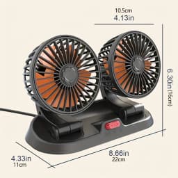 EAFC 5V 12V 24V Car Cooling Fan 360° Adjustable Dual Head Air Fan USB 2Speeds Automotive Electric Fan For Dashboard RV Truck