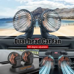 EAFC 5V 12V 24V Car Cooling Fan 360° Adjustable Dual Head Air Fan USB 2Speeds Automotive Electric Fan For Dashboard RV Truck